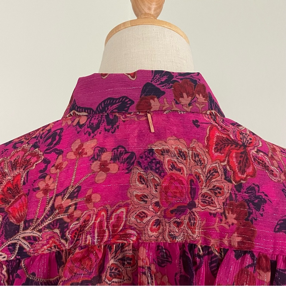 Misa Los Angeles Marian Floral Ruffle Metallic Tier Smocked Midi Dress - Picture 8 of 12